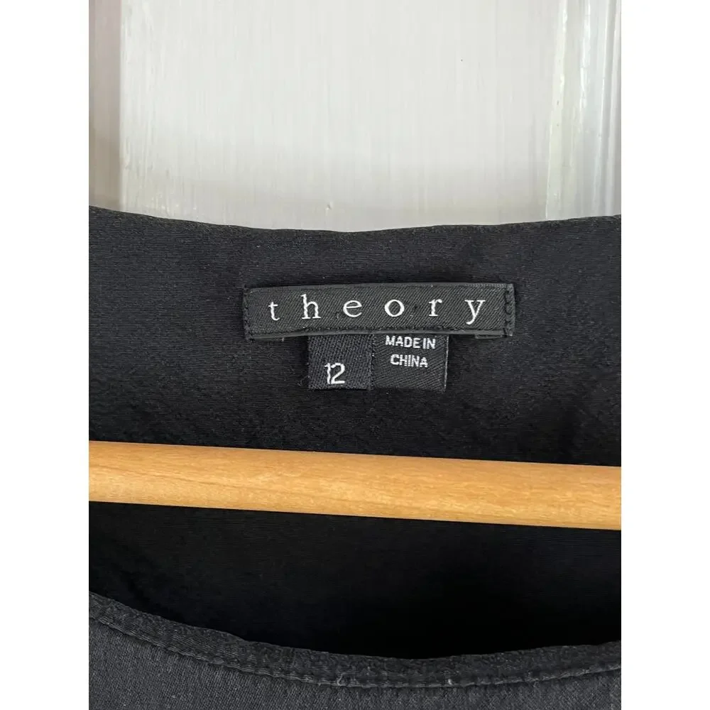 Theory Shyann Sheen Silk Stretch Dress 12 - Faded Black 🖤 - Picture 4 of 7